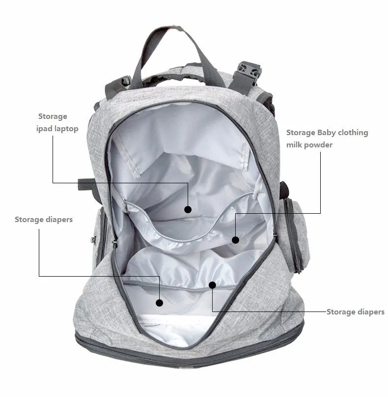 Fashion Large Baby Diaper/Nappy Backpack  - Gray,Blue,Red,Black